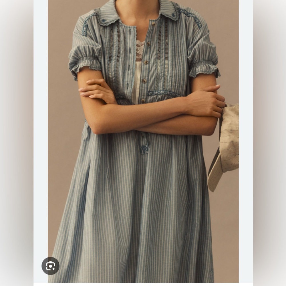 Pilcro women’s  Casual Blue and White Button Down Shirtdress M